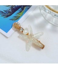 Starfish Beach Fashion Women Hair Barrette - White