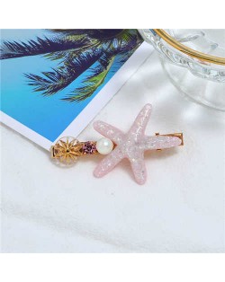 Starfish Beach Fashion Women Hair Barrette - Pink