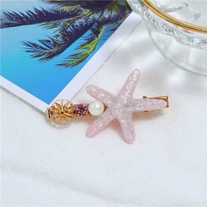 Starfish Beach Fashion Women Hair Barrette - Pink
