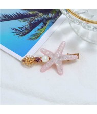 Starfish Beach Fashion Women Hair Barrette - Pink