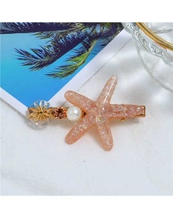 Starfish Beach Fashion Women Hair Barrette - Orange