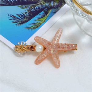 Starfish Beach Fashion Women Hair Barrette - Orange