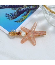 Starfish Beach Fashion Women Hair Barrette - Orange