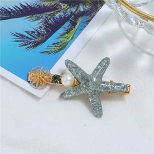 Starfish Beach Fashion Women Hair Barrette - Gray