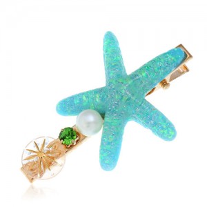 Starfish Beach Fashion Women Hair Barrette - Teal