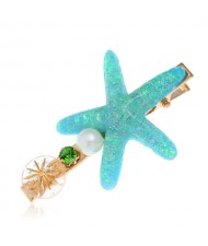 Starfish Beach Fashion Women Hair Barrette - Teal
