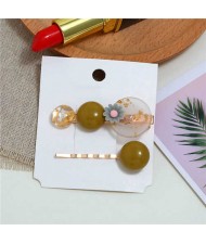 Graceful Flower Korean Fashion 2pcs Women Hair Clip and Barrette Combo Set - Gray
