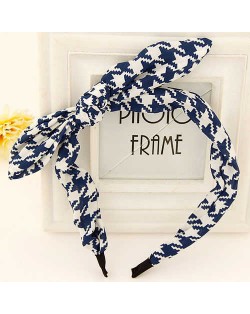 Blue and White Abstract Pattern Bowknot Women Hair Hoop