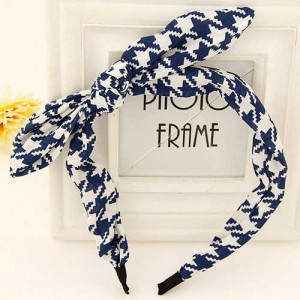 Blue and White Abstract Pattern Bowknot Women Hair Hoop