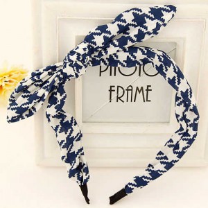 Blue and White Abstract Pattern Bowknot Women Hair Hoop