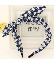 Blue and White Abstract Pattern Bowknot Women Hair Hoop