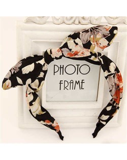 Vintage Flowers Printing Bowknot Women Hair Hoop