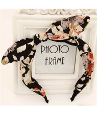 Vintage Flowers Printing Bowknot Women Hair Hoop