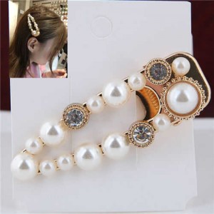 Pearl Embellished Glistening Alloy Fashion Women Hair Barrette