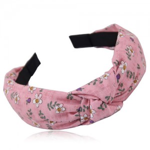 Cute Tiny Flowers Printing Cloth Fashion Women Hair Hoop - Pink