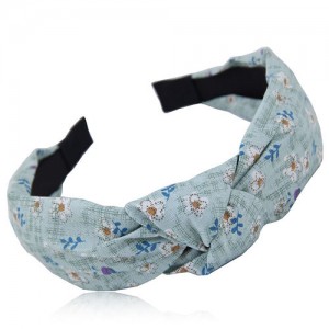 Cute Tiny Flowers Printing Cloth Fashion Women Hair Hoop - Green