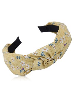Cute Tiny Flowers Printing Cloth Fashion Women Hair Hoop - Yellow