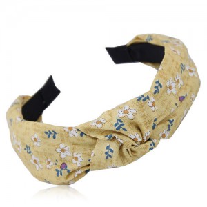 Cute Tiny Flowers Printing Cloth Fashion Women Hair Hoop - Yellow