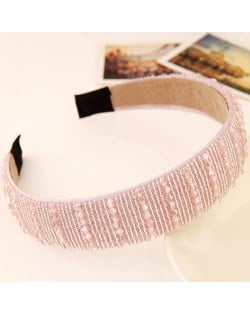 Artifical Crystal Beads Embellished Handmade Shining Fashion Women Hair Hoop - Pink