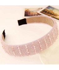 Artifical Crystal Beads Embellished Handmade Shining Fashion Women Hair Hoop - Pink