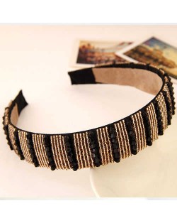 Artifical Crystal Beads Embellished Handmade Shining Fashion Women Hair Hoop - Champagne and Black