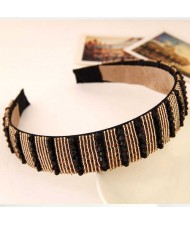 Artifical Crystal Beads Embellished Handmade Shining Fashion Women Hair Hoop - Champagne and Black