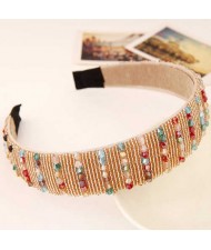 Artifical Crystal Beads Embellished Handmade Shining Fashion Women Hair Hoop - Multicolor