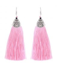 High Fashion Cotton Threads Tassel Design Women Costume Earrings - Pink