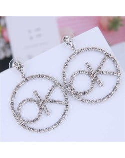 Rhinestone OK Hoop Shining Fashion Women Earrings