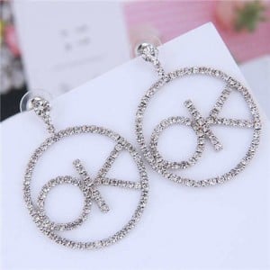 Rhinestone OK Hoop Shining Fashion Women Earrings