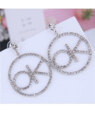 Rhinestone OK Hoop Shining Fashion Women Earrings