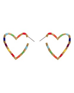 Heart Shape Concise Fashion Earrings - Multicolor