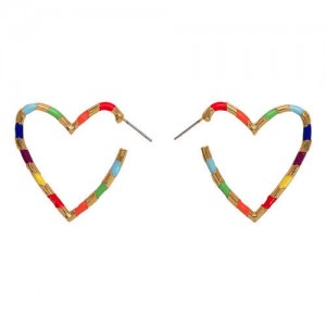 Heart Shape Concise Fashion Earrings - Multicolor