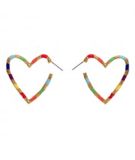 Heart Shape Concise Fashion Earrings - Multicolor