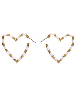Heart Shape Concise Fashion Earrings - White
