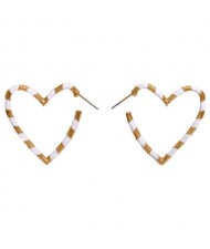 Heart Shape Concise Fashion Earrings - White