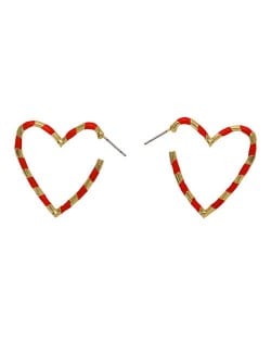 Heart Shape Concise Fashion Earrings - Red