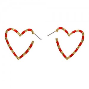 Heart Shape Concise Fashion Earrings - Red