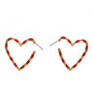 Heart Shape Concise Fashion Earrings - Red