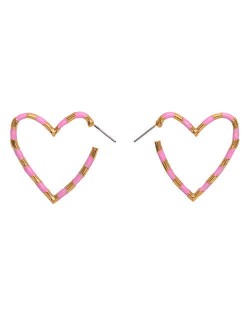 Heart Shape Concise Fashion Earrings - Pink