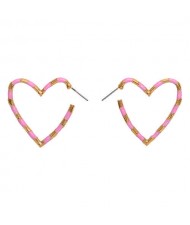 Heart Shape Concise Fashion Earrings - Pink