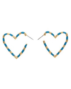 Heart Shape Concise Fashion Earrings - Blue