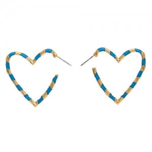 Heart Shape Concise Fashion Earrings - Blue