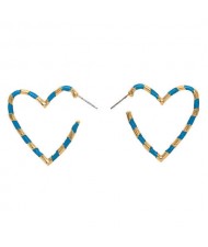 Heart Shape Concise Fashion Earrings - Blue