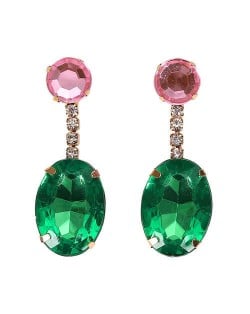 Green Gem Pendant Graceful Fashion Women Statement Earrings