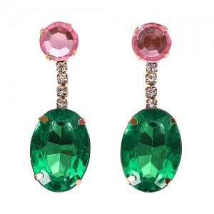 Green Gem Pendant Graceful Fashion Women Statement Earrings