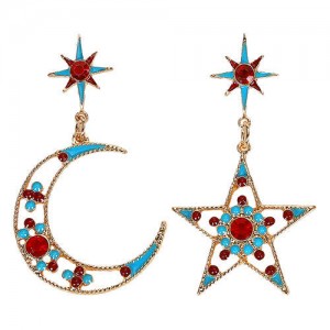 Beads Embellished Hollow Star and Moon High Fashion Women Statement ...