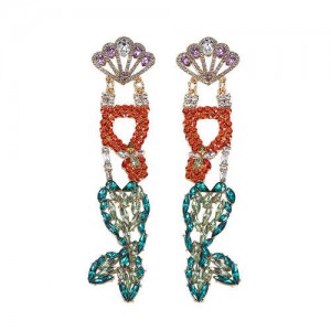 Seashell and Fish Combo Design Dangling Fashion Women Earrings
