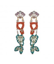 Seashell and Fish Combo Design Dangling Fashion Women Earrings