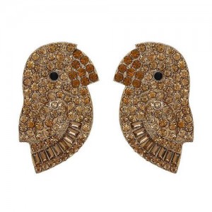 Cute Parrot High Fashion Women Statement Earrings - Champagne